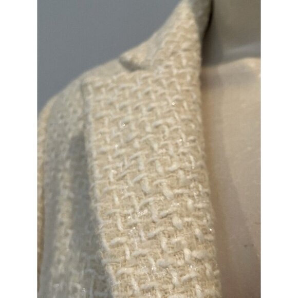 Tahari ASL Beige Cream Metallic Wool blend Tweed Textured Blazer Jacket - Picture 9 of 13
